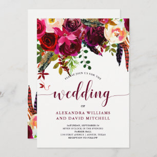 Boho Floral   Wedding Invitation