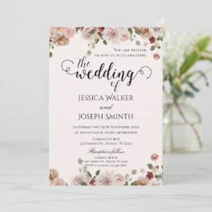 Boho Floral Wedding Invitation