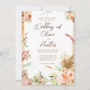 Boho Floral Wedding  Invitation