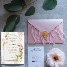 Boho Floral Wedding Invitation