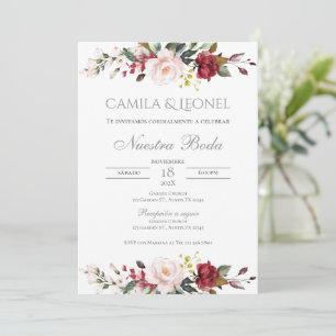 Boho Floral wedding invitation in Spanish