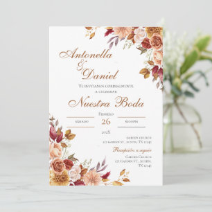 Boho Floral Wedding Invitation in Spanish