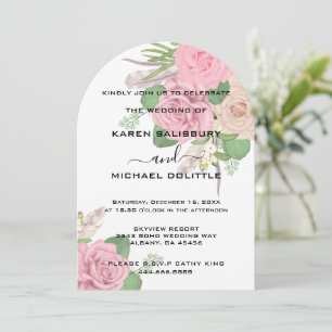 Boho Floral Wedding Invite, Custom Editable Invitation