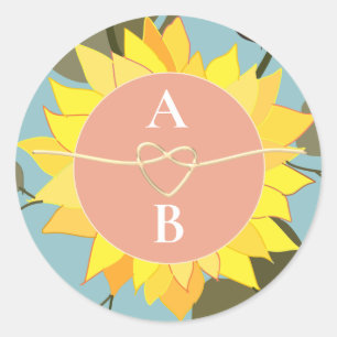 Boho Floral Wedding Monogram Classic Round Sticker
