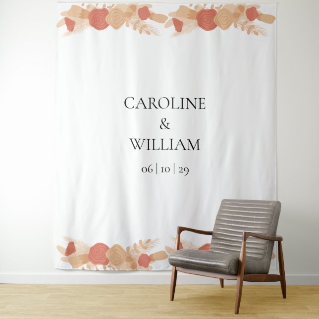 Boho Floral Wedding Photo Booth Backdrops Tapestry (In Situ)