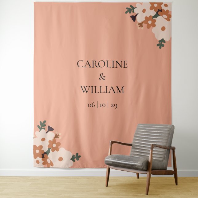 Boho Floral Wedding Photo Booth Backdrops Tapestry (In Situ)