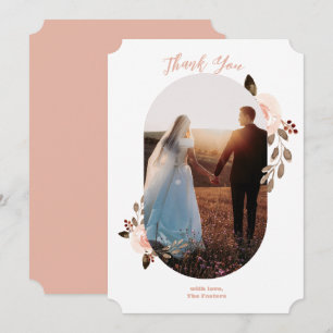 Boho Floral Wedding Photo Thank You Card