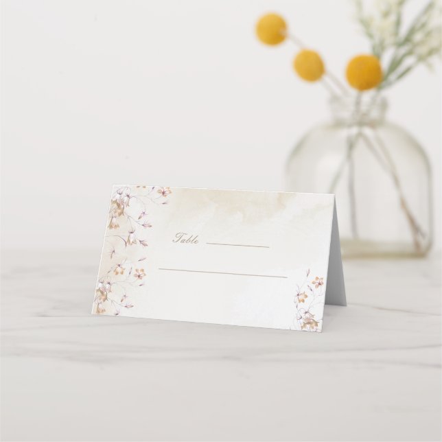 Boho Floral Wedding Place Card (Front)