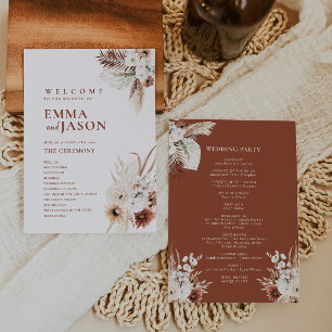 Boho Floral Wedding Program Invitation