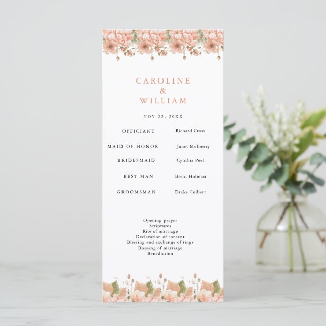 Boho Floral Wedding Programme (Standing Front)