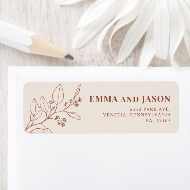 Boho Floral Wedding return address labels (Insitu)