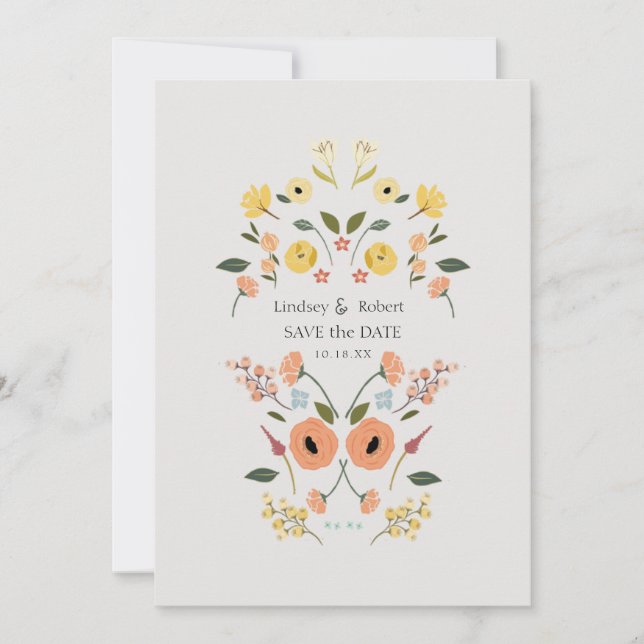 Boho Floral Wedding Save the Date (Front)