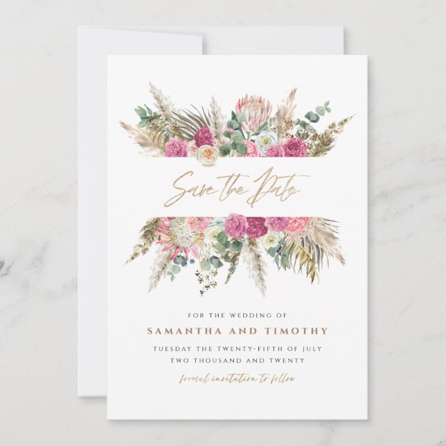 Boho Floral Wedding Save The Date (Front)