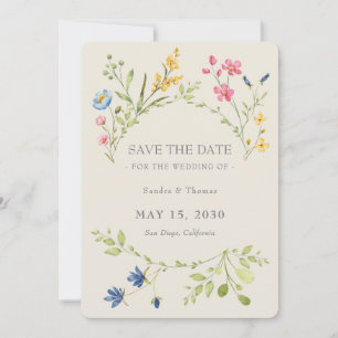 Boho Floral Wedding Save The Date with QR Code