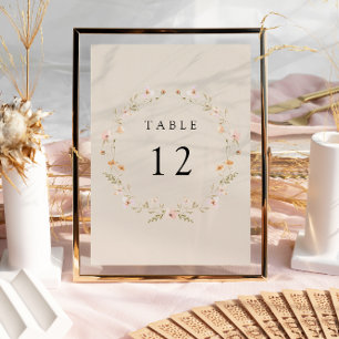 Boho Floral Wedding Table Number