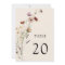 Boho Floral Wedding Table Number