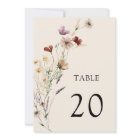 Boho Floral Wedding Table Number