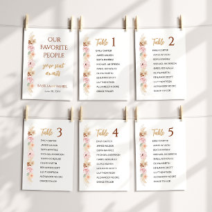 Boho Floral Wedding Table Sign Guest Seating Chart Programme