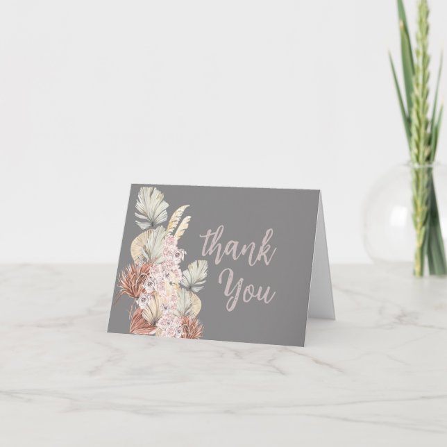 Boho Floral Wedding Thank You Card (Front)