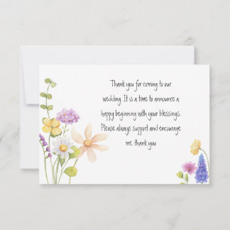 Boho Floral Wedding Thank You Card