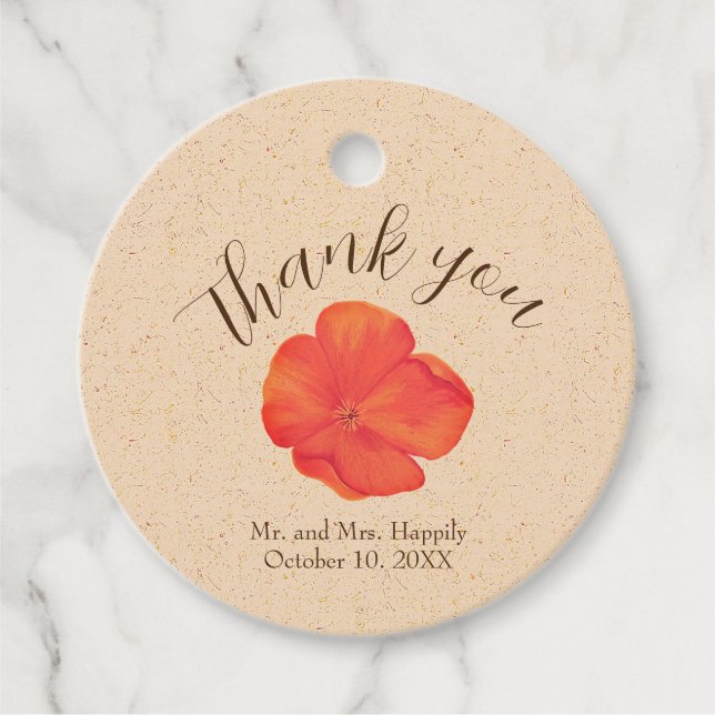 Boho Floral  Wedding Thank You Favour Tags (Front)