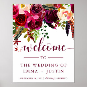 Boho Floral   Wedding Welcome Sign