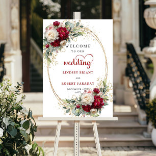 Boho Floral Wedding Welcome Sign with Greenery