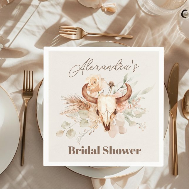 Boho Floral Western Bridal Shower Napkin (Creator Uploaded)