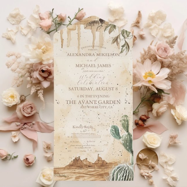 Boho Floral Western Wedding All In One Invitation (Creator Uploaded)