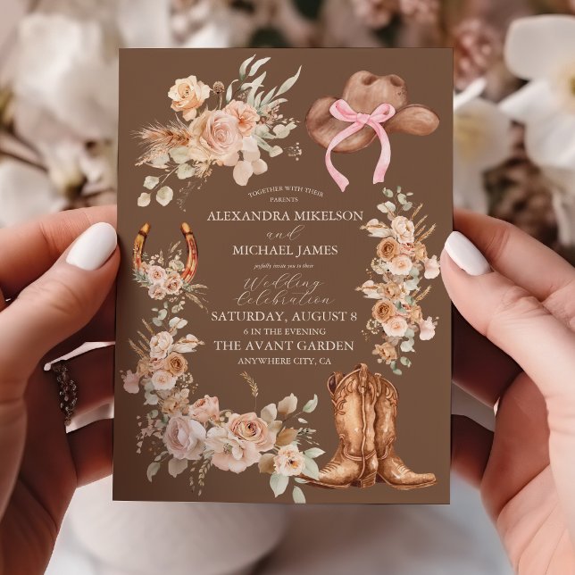 Boho Floral Western Wedding Invitation (Creator Uploaded)