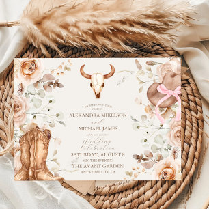 Boho Floral Western Wedding Invitation