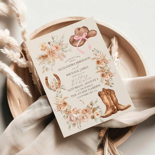 Boho Floral Western Wedding Invitation (Creator Uploaded)
