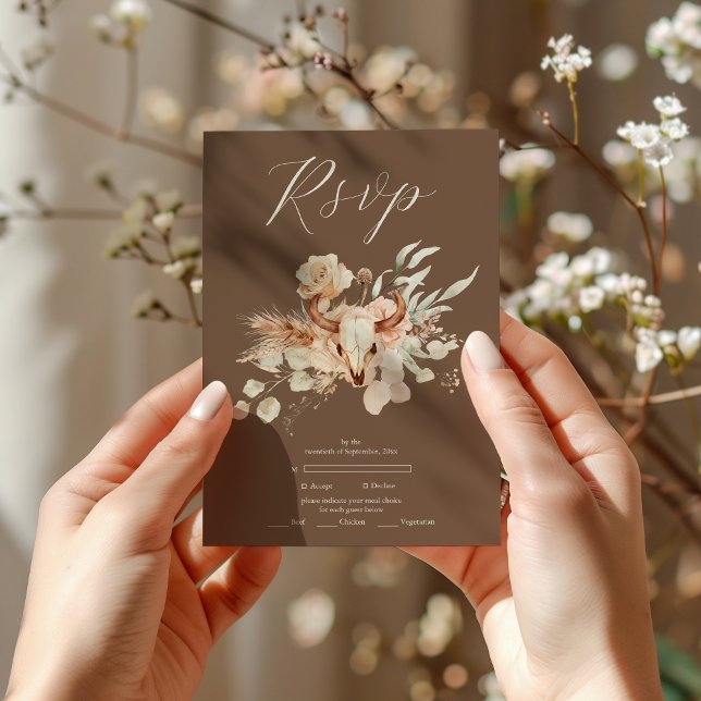 Boho Floral Western Wedding RSVP Card (Creator Uploaded)