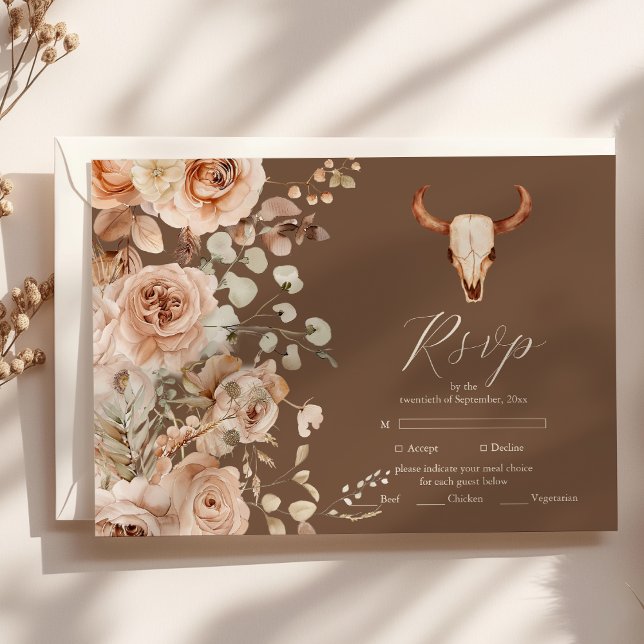 Boho Floral Western Wedding RSVP Card (Creator Uploaded)