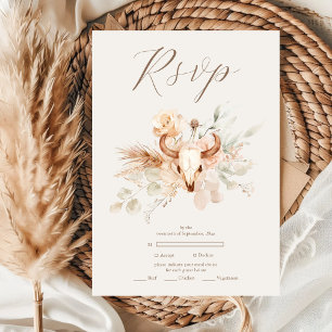Boho Floral Western Wedding RSVP Card