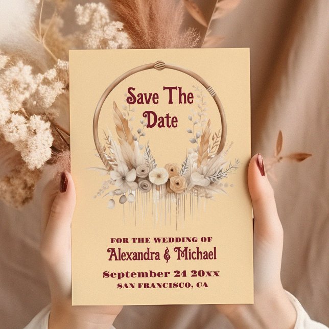 Boho Floral Western Wedding Save The Date (Creator Uploaded)