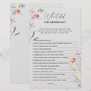Boho Floral What did the groom say bridal game