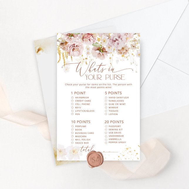 Boho floral  Whats in your purse baby shower game (Creator Uploaded)