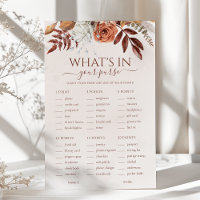 Boho Floral What's In Your Purse Wedding Game