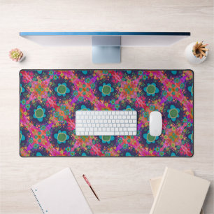 Boho Floral Whimsical Pink Colourful Inspirivity Desk Mat