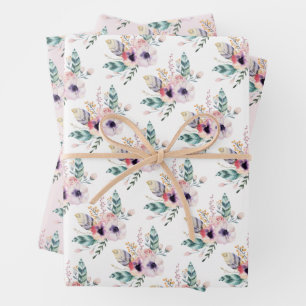Boho Floral Wild One Girl's First Birthday Wrapping Paper Sheet