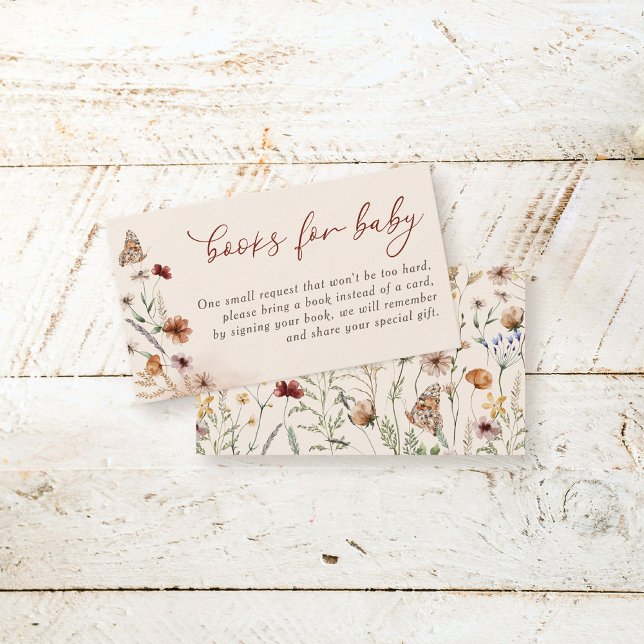 Boho Floral Wildflower Baby Shower Books For Baby Enclosure Card (Creator Uploaded)