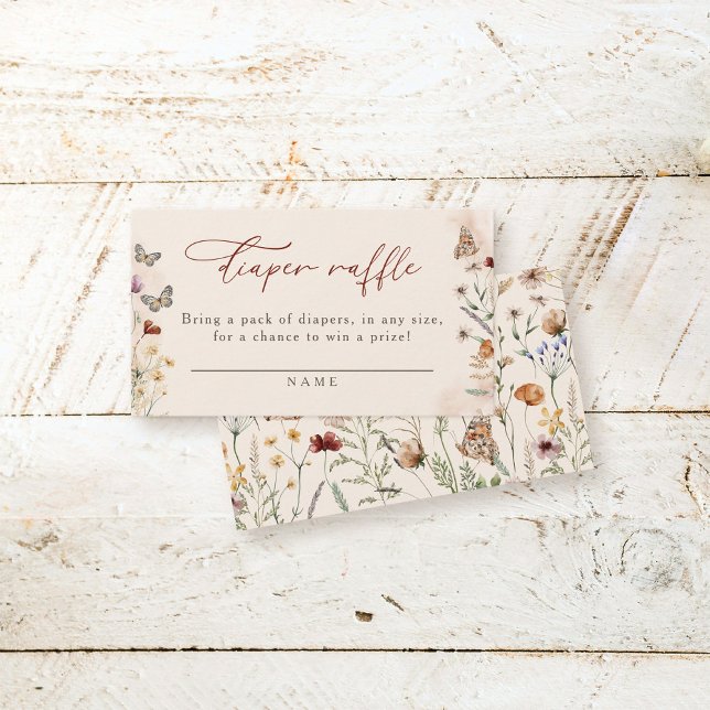 Boho Floral Wildflower Baby Shower Diaper Raffle Enclosure Card (Creator Uploaded)