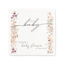 Boho floral wildflower baby shower table decor