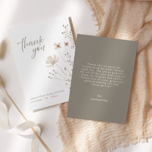 Boho Floral Wildflower Baby Shower Thank You Card