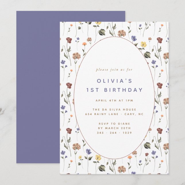 Boho Floral Wildflower Birthday | Invitation (Front/Back)