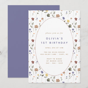 Boho Floral Wildflower Birthday Invitation