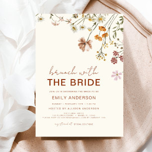 Boho Floral Wildflower Bridal Brunch Beige  Invitation