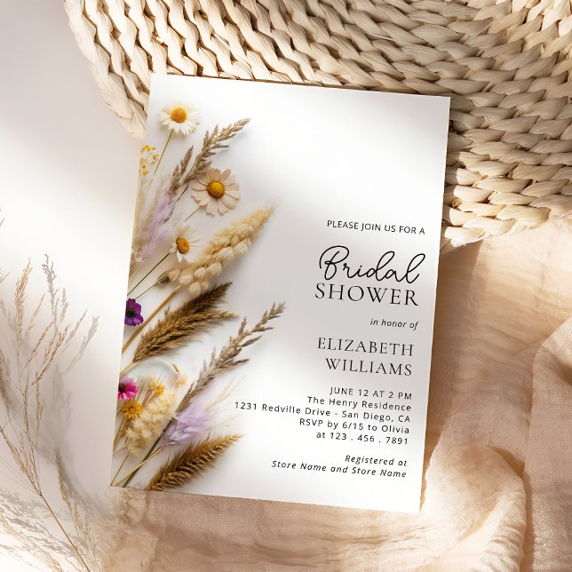Boho Floral Wildflower Bridal Shower Invitation (Creator Uploaded)