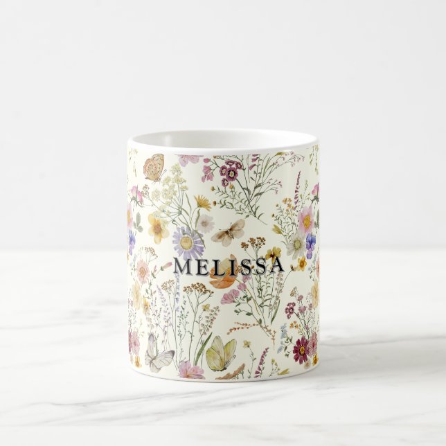 Boho Floral Wildflower Coffee Mug (Center)